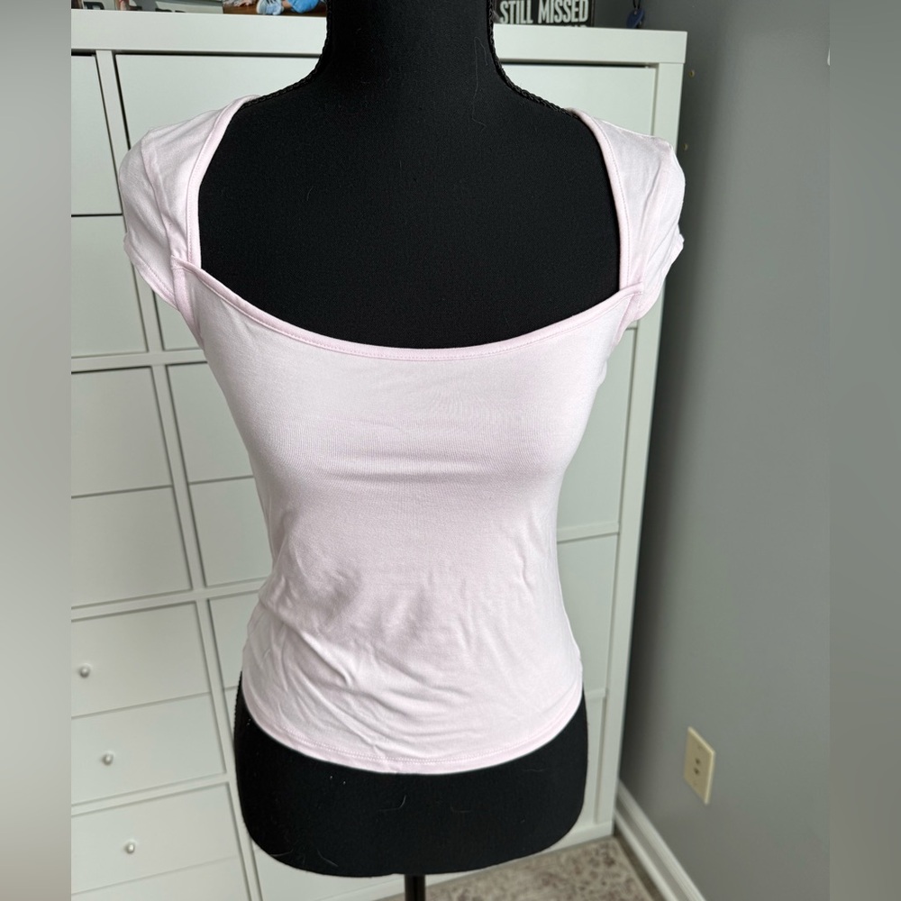 Wild Fable Light Pink Fitted Cap Sleeve Top
